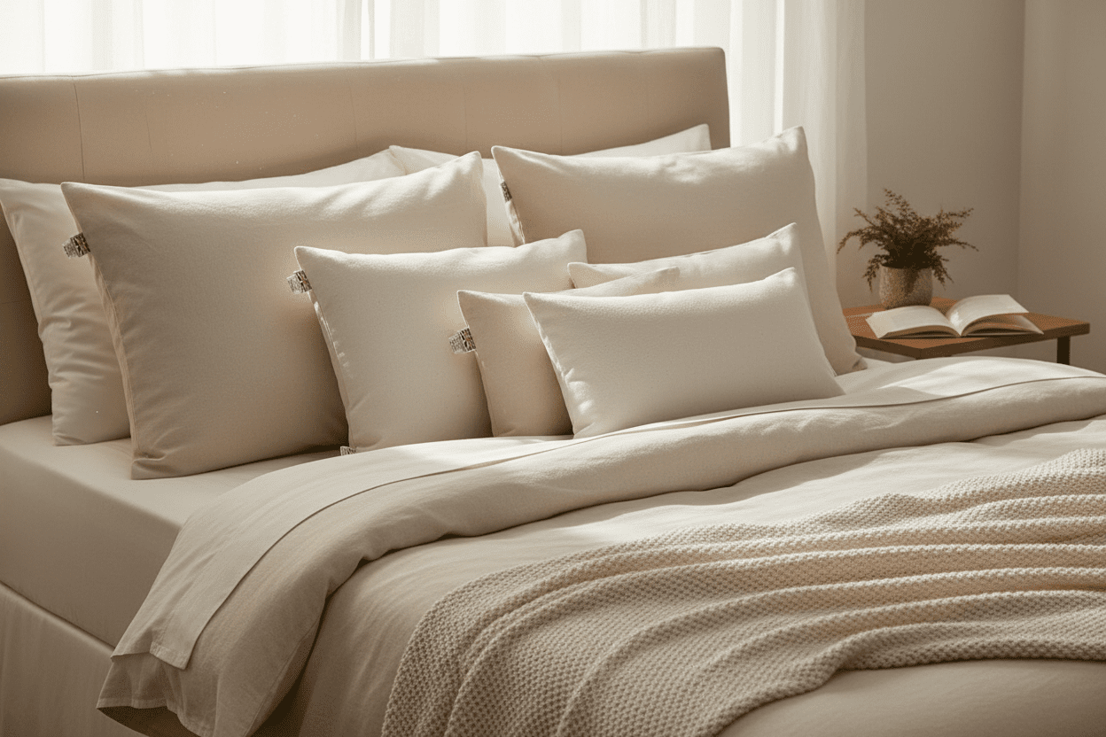 100% Cotton Pillow Covers in inviting bedroom setting