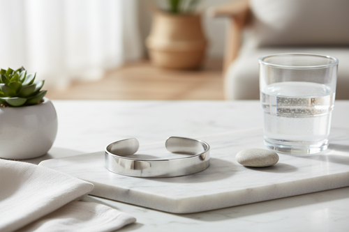 Acuzinc Zinc Health Bangle in wellness lifestyle setting