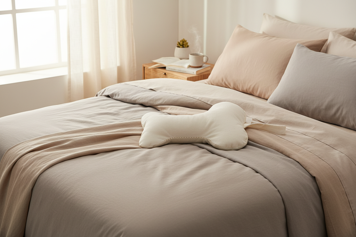 Bone-Shaped Support Pillow in wellness bedroom setting