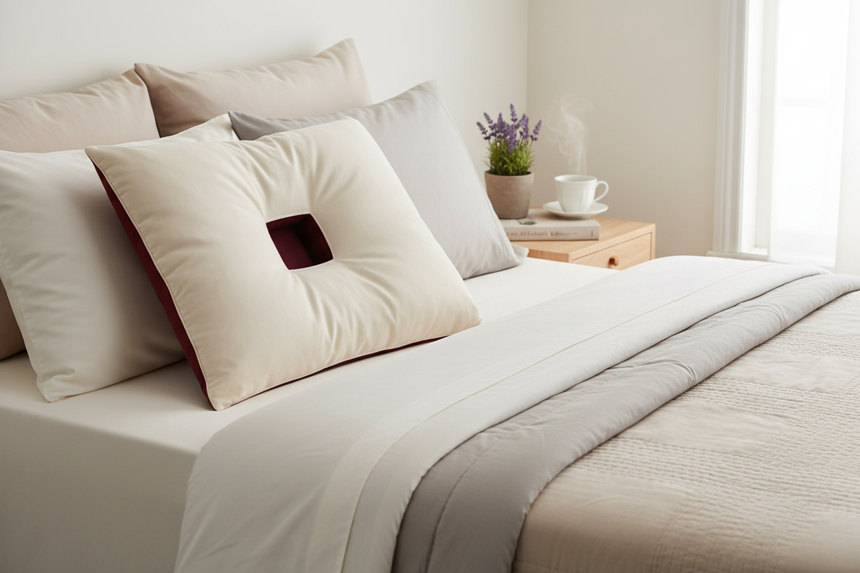 Ear Pressure Relief Pillow in therapeutic bedroom setting