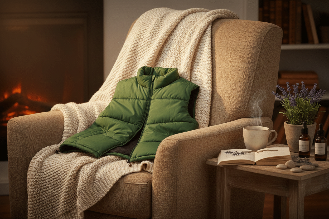 Handmade Heated Hot Jacket in cozy wellness setting