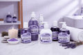 Razzmatazz Lavender Collection Full Body & Hair Care Set in luxurious spa setting
