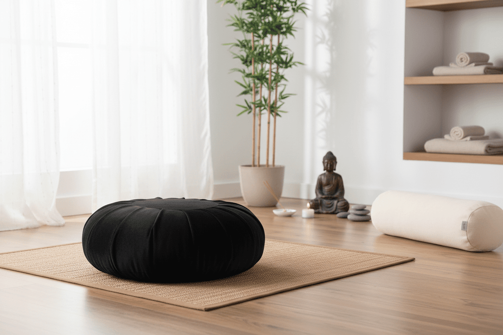 Round Zafu Meditation Cushion in serene meditation space