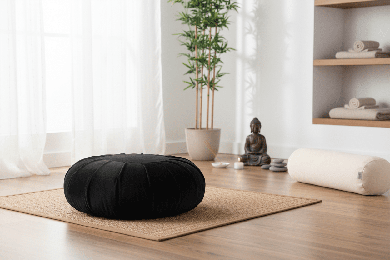 Round Zafu Meditation Cushion in serene meditation space