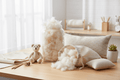 Superfine Natural Kapok filling in crafting workspace setting