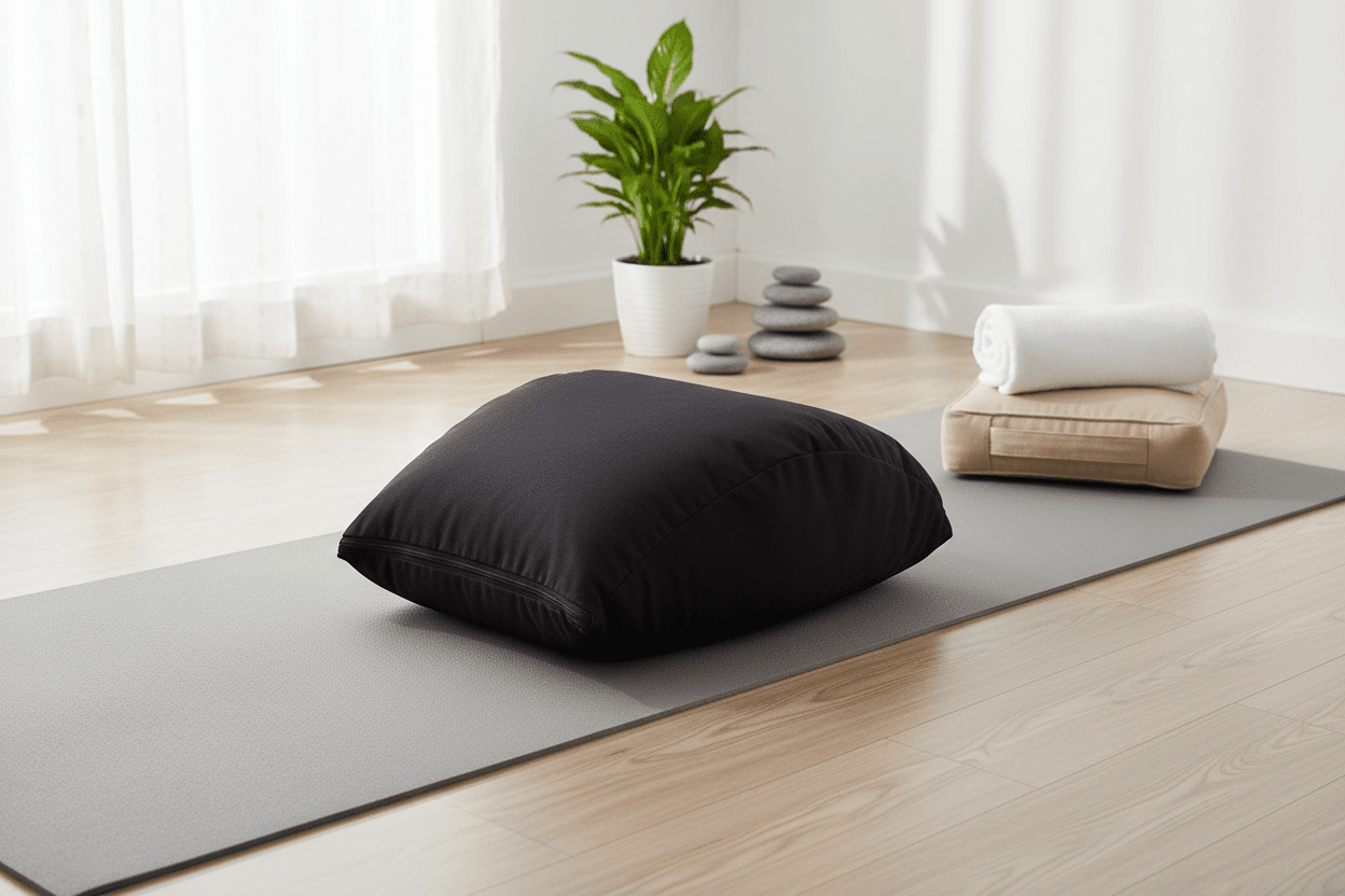 Yoga Back Stretcher in Gabardine Fabric in serene yoga space